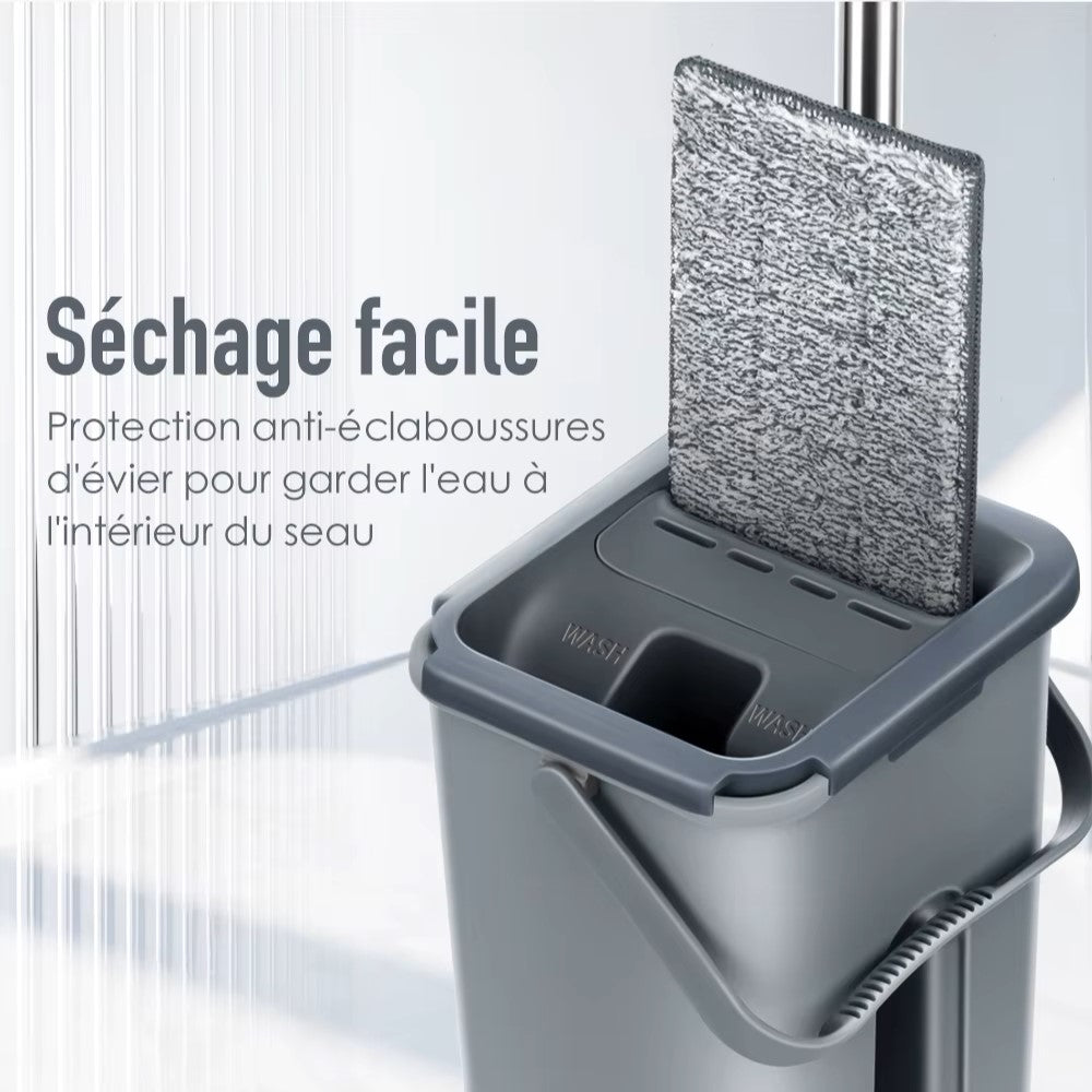 Balai et Seau Essoreur - SwiftClean™ - Gris